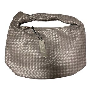 Inspired Woven Hobo Shoulder Bag in Taupe Gray